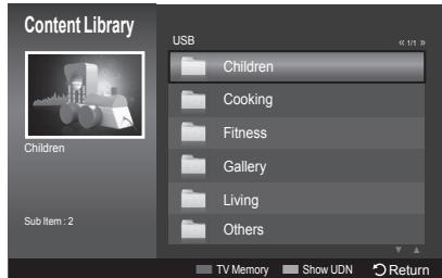 Content Library Children Sub Item : 2 USB Children Cooking Fitness Gallery Living Others 01:15:39 TV Memory Show UDN Return