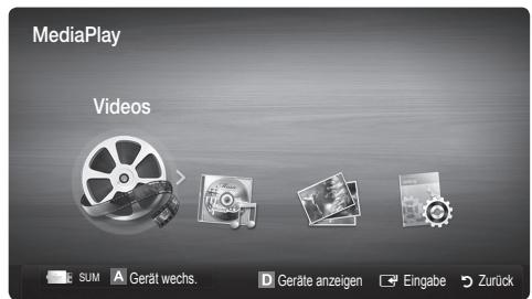 MediaPlay Videos SUM Gerät wechs. Geräte anzeigen Eingabe Zurück