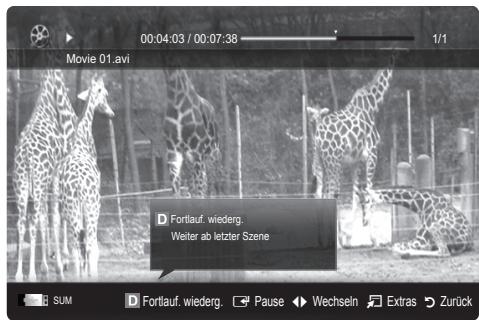 00:04:03 / 00:07:38 Movie 01.avi Fortlauf. wiederg. Walter ab letzter Szene SUM Fortlauf. wiederg. Pause Wechseln Extras Zurück