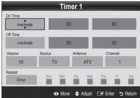 SAMSUNG UE-32C4000 - Setting the On / Off Timer - 1