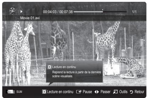 SAMSUNG UE-37C5100QW - Lecture d'un fichier vidéo en continu (reprise de la lecture) - 1