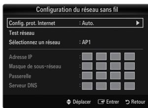 SAMSUNG UE-40B7020 - Configuration du réseau sans fil-Auto. - 1