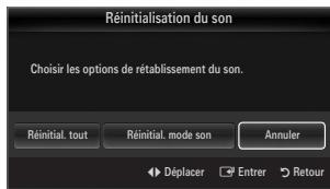 SAMSUNG UE-40B7020 - Réinitialisation du son  Réinitial. tout / Réinitial. mode son / Annuler - 1