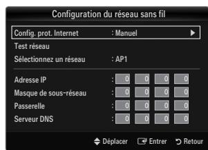 SAMSUNG UE-40B7020 - Configuration du réseau sans fil-Manuel - 1