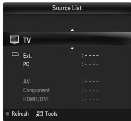 SAMSUNG UE-40B7020 - Source List - 2