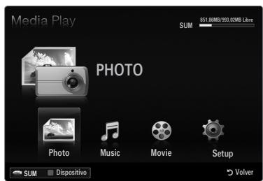SAMSUNG UE-40B7020 - Acceso al menu Media Play (USB &amp; DLNA) - 1