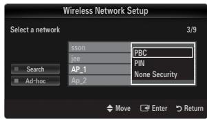 SAMSUNG UE-40B7020 - Povezava z uporabo WPS-ja (zašćitena nastavitev omrežja Wi-Fi) - 5