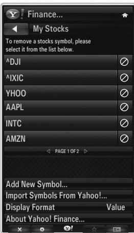 SAMSUNG UE-40B7020 - De Yahoo!® Finance-widget gebruiken - 2