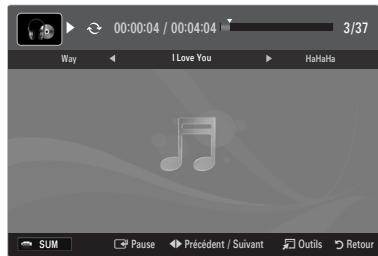 SAMSUNG UE-40B7020 - Lecture des fichiers musicaux sélectionnés - 1