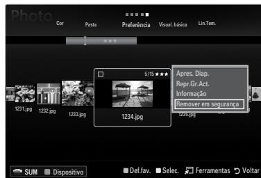 SAMSUNG UE-40B7020 - Remover um disposicao de memoria USB com segurarca - 1