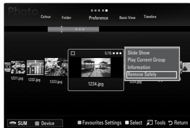 SAMSUNG UE-40B7020 - Varna odstranitev pomnilniške naprave USB - 1