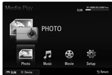 SAMSUNG UE-40B7020 - Odpiranje menija Media Play (USB &amp; DLNA) - 1