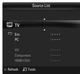 SAMSUNG UE-40B7020 - Source List - 2