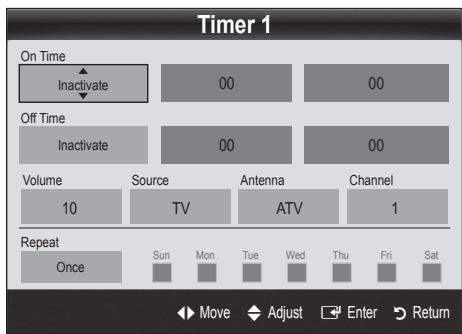 SAMSUNG UE-40C5100 - Setting the On / Off Timer - 1