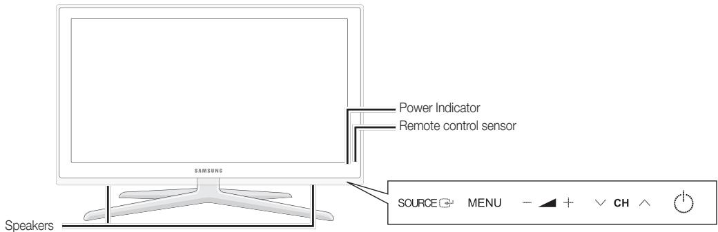 Power Indicator Remote control sensor SAMSUNG Speakers SOURCE MENU CH