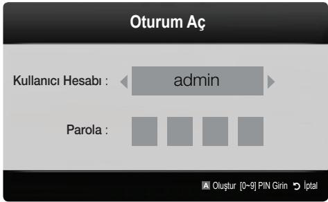 Oturum Aç Kullanıcı Hesabı : admin Parola :