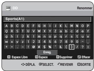 SAMSUNG DVD-HR734 - Sélectionnez les caractères nécessaires à l'aide des boutons ▲▼◀▶ puis appuyez sur le bouton OK. - 1
