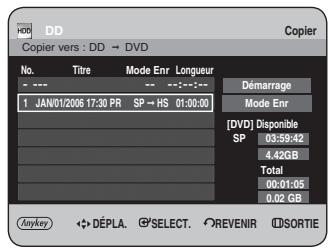 SAMSUNG DVD-HR734 - Prévisualisation d'un titre sélectionné dans la liste de copie - 1