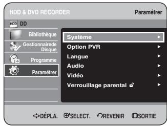 SAMSUNG DVD-HR734 - Appuyez sur les boutons ▲▼ pour sélectionner Paramétrer, puis appuyez sur le bouton OK ou ▶. - 1