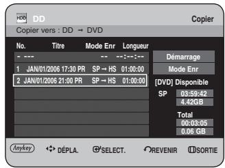 SAMSUNG DVD-HR734 - Appuyez sur les boutons ▲▼ pour sélectionner le titre supplémentaire que vous souhaitez copier, puis appuyez sur le bouton OK. Répétez les étapes 8\~10 pour sélectionner un titre que vous souhaitez copier. - 1