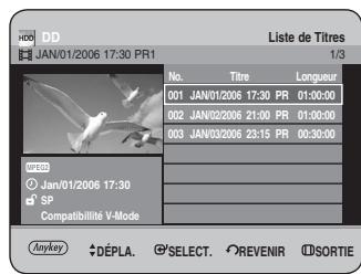 SAMSUNG DVD-HR734 - Utilisation du bouton TITLE LIST - 1