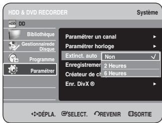 SAMSUNG DVD-HR734 - Appuyez sur les boutons ▲▼ pour sélectionner Extinct. auto, puis appuyez sur le bouton OK ou ▶. - 1