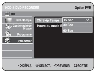 SAMSUNG DVD-HR734 - Appuyez sur les boutons ▲▼ pour sélectionner CM Skip Temps, puis appuyez sur le bouton OK ou ▶. - 1
