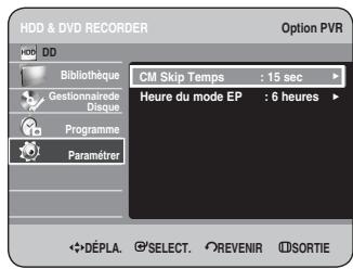 SAMSUNG DVD-HR734 - Appuyez sur les boutons ▲▼ pour sélectionner Option PVR, puis sur le bouton OK ou ▶. Le menu Option PVR s'affiche. - 1