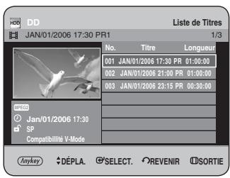SAMSUNG DVD-HR734 - Appuyez sur le bouton TITLE LIST, appareil en mode Stop ou Lecture. - 1