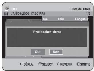 SAMSUNG DVD-HR734 - Appuyez sur les boutons ▲▼ pour sélectionner Protection, puis appuyez sur le bouton OK ou ▶. - 1