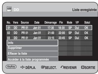 SAMSUNG DVD-HR734 - Informations relatives à Liste enregistrée - 1