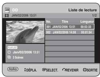 SAMSUNG DVD-HR734 - Appuyez sur les boutons ◀▶ pour sélectionner Oui, puis appuyez sur le bouton OK. Vous revenez automatiquement à l'écran Liste de lecture une fois la suppression terminée. - 2
