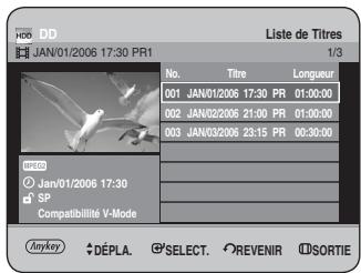 SAMSUNG DVD-HR734 - Utilisation du bouton TITLE LIST - 1