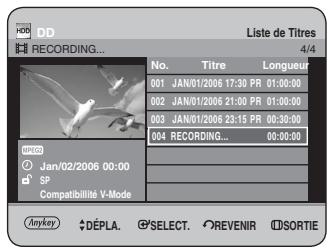 SAMSUNG DVD-HR734 - Utilisation du bouton TITLE LIST - 1