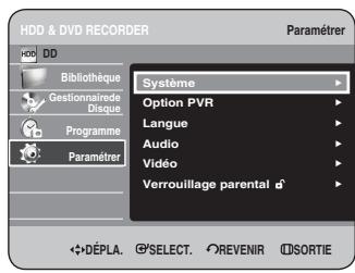 SAMSUNG DVD-HR734 - Appuyez sur les boutons ▲▼ pour sélectionner Paramétrer, puis appuyez sur le bouton OK ou ▶. - 1