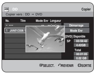 SAMSUNG DVD-HR734 - Prévisualisation d'un titre sélectionné dans la liste de copie - 2
