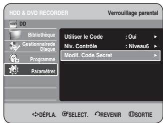 SAMSUNG DVD-HR734 - A propos du changement du code secret - 1