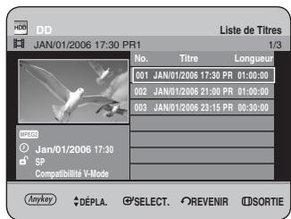 SAMSUNG DVD-HR734 - Utilisation du bouton TITLE LIST - 1