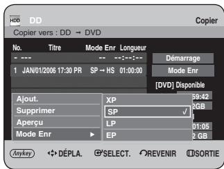 SAMSUNG DVD-HR734 - Sélection du mode d'enregistrement pour chaque titre dans la liste de copie - 2
