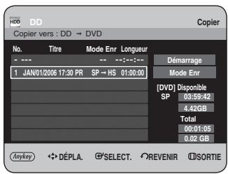 SAMSUNG DVD-HR734 - Sélection du mode d'enregistrement pour chaque titre dans la liste de copie - 1