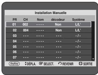 SAMSUNG DVD-HR734 - Appuyez sur les boutons ▲▼ pour sélectionner Installation Manuelle, puis sur le bouton OK ou ▶. - 1