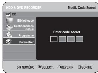 SAMSUNG DVD-HR734 - A propos du changement du code secret - 2