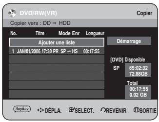 SAMSUNG DVD-HR734 - Appuyez sur les boutons ▲▼ pour sélectionner Copier, puis appuyez sur le bouton OK ou ▶. L'écran Copier s'affiche. - 1