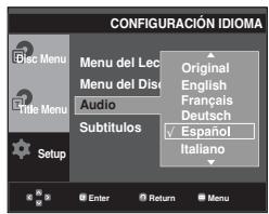 SAMSUNG DVD-P270K - Utilización del idioma del audio - 1