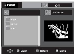 SAMSUNG DVD-P270K - Menu de secuencias para MP3/WMA/JPEG/CD Audio - 1