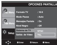 SAMSUNG DVD-P270K - Configuración de las options de pantalla - 3