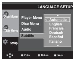SAMSUNG DVD-P270K - Using the Subtitle Language - 1