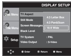 SAMSUNG DVD-P270K - Setting Up the Display Options - 2