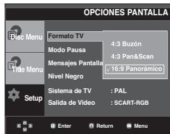 SAMSUNG DVD-P270K - Configuración de las options de pantalla - 2