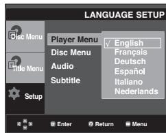 SAMSUNG DVD-P270K - Using the Player Menu Language - 1